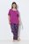 Ulla Popken 850864 Kockás 3 részes pizsamaszett Lila - Pizsama/Loungewear - 