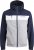 Jack & Jones RUSH White/Grey Blocking Bomber Jacket with Hood Navy Blazer - Kabátok - Nagyméretű Kabátok - 2XL-8XL