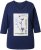 Ulla Popken Decorative Plant 3/4 Sleeve T-Shirt Ink Blue - Mintás pólók nőknek - 