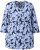 Ulla Popken Floral Print 3/4 Sleeve V-Neck Tee Navy Blue - Mintás pólók nőknek - 