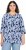 Ulla Popken Floral Print 3/4 Sleeve V-Neck Tee Navy Blue - Mintás pólók nőknek - 