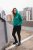 Ulla Popken Face Graphic Long Sleeve Hoodie Emerald Green - Bluzy & bluzy z kapturem - 