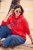 Ulla Popken TRUE Lettering Hoodie Neon Red - Bluzy & bluzy z kapturem - 