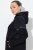 Ulla Popken Mix Fabric Reflective Trim Zip Hoodie Black - Bluzy & bluzy z kapturem - Kényelmes pulóverek és kapucnisok