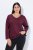 Ulla Popken Back To Basics V-Neck Relaxed Fit Cotton Tee Dark Berry - Pólók - Női pólók