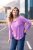 Ulla Popken Layered Look Memories Embroidered Long Sleeve Tee Amethyst - Mintás pólók nőknek - 