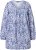 Ulla Popken Allover Printed Pleated Long Sleeve Tee Dark Blue - Mintás pólók nőknek - 