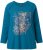 Ulla Popken Inverted Seam Long Sleeve Graphic Tee Teal - Mintás pólók nőknek - 