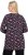 Ulla Popken Peppermint Tree V-Neck Holiday Cotton Long Sleeve Knit Tunic Black - Mintás pólók nőknek - 