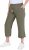 Ulla Popken Cool Linen Elastic Waist Capri Pants Loden Green - Női Farmer & Nadrágok Nagy Méretekben – Plus Size - 