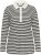 Kaffe Curve Miana Long Sleeve Polo Chalk with Black Stripe - Galléros pólók - 