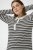 Kaffe Curve Miana Long Sleeve Polo Chalk with Black Stripe - Galléros pólók - 