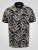 D555 Palmer Leaf Printed Jacquard Collar & Cuff Chest Pocket Polo Black - Pólóingek - Galléros Pólók 2XL-8XL - Pólóingek 2XL-8XL