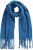 Ulla Popken Trendy Boucle Yarn Fringe Knit Scarf Teal Blue - Kiegészítők - 