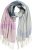 Ulla Popken Cozy Lettering Fringed Scarf Pink and Blue - Kiegészítők - 