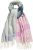 Ulla Popken Cozy Lettering Fringed Scarf Pink and Blue - Kiegészítők - 