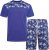 Kam Jeans 5002 Palm Tree Panel Tee And Short Set Electric Blue - Pólók - Nagyméretű pólók - 2XL-14XL