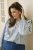 Kaffe Curve Lenia Flounce Shirt Powder Blue Stripe - Ingek - 