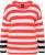Ulla Popken Mixed Stripe Long Sleeve Sweater Hibiscus Red - Bluzy & bluzy z kapturem - 