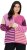 Ulla Popken Patchwork Striped Long Sleeve V-Neck Sweater Raspberry - Bluzy & bluzy z kapturem - 