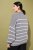 Ulla Popken Oversized Striped Balloon Sleeve Sweater Grey Melange - Bluzy & bluzy z kapturem - 