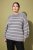Ulla Popken Oversized Striped Balloon Sleeve Sweater Grey Melange - Bluzy & bluzy z kapturem - 