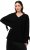 Ulla Popken Lace-Up Cuff Long Sleeve V-Neck Sweater Black - Bluzy & bluzy z kapturem - 