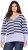 Ulla Popken Split Stripe Long Sleeve V-Neck Sweater Blue Grey - Bluzy & bluzy z kapturem - 
