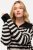 Ulla Popken Striped Troyer Collar Sweater Black - Bluzy & bluzy z kapturem - Kényelmes pulóverek és kapucnisok