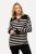 Ulla Popken Striped Troyer Collar Sweater Black - Bluzy & bluzy z kapturem - Kényelmes pulóverek és kapucnisok