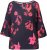 Ulla Popken Botanical Print Cold Shoulder Top Black - Pólók - 