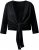 Ulla Popken Versatile Surplice Wrap Tie Hem Bolero Top Black - Pólók - 