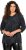 Ulla Popken Animal Print 3/4 Sleeve V-Neck Tee Black - Pólók - 