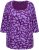 Ulla Popken Scribble Print Square Neck 3/4 Sleeve Tee Violet - Mintás pólók nőknek - 