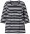 Ulla Popken Striped 3/4 Sleeve A-Line Tee Black - Pólók - 