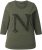 Ulla Popken Textured Lettering 3/4 Sleeve Tee Olive - Mintás pólók nőknek - 