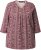 Ulla Popken Mixed Pattern Stripe 3/4 Sleeve Tee Dark Cherry Red - Pólók - 