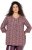 Ulla Popken Mixed Pattern Stripe 3/4 Sleeve Tee Dark Cherry Red - Pólók - 