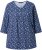 Ulla Popken Graphic Print Pleated 3/4 Sleeve Tee Blue - Pólók - 