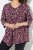 Ulla Popken Ribbon Print 3/4 Sleeve Asymmetric Tee Plum - Mintás pólók nőknek - Mintás pólók nőknek