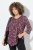 Ulla Popken Ribbon Print 3/4 Sleeve Asymmetric Tee Plum - Mintás pólók nőknek - Mintás pólók nőknek