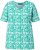 Ulla Popken Coral Reef Printed Short Sleeve V-Neck Tee Emerald - Mintás pólók nőknek - 