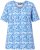 Ulla Popken Coral Reef Printed Short Sleeve V-Neck Tee Teal Blue - Mintás pólók nőknek - 