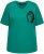 Ulla Popken Embroidered Face Motif Short Sleeve V-Neck Tee Emerald Green - Mintás pólók nőknek - 