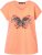 Ulla Popken Free Spirit Butterfly Cap Sleeve Graphic Tee Coral - Mintás pólók nőknek - 
