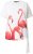 Ulla Popken Flamingo Short Sleeve Graphic Tee Off-White - Mintás pólók nőknek - 