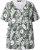 Ulla Popken Feather Print Short Sleeve V-Neck Tee Olive Grey - Mintás pólók nőknek - 