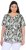 Ulla Popken Feather Print Short Sleeve V-Neck Tee Olive Grey - Mintás pólók nőknek - 