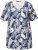 Ulla Popken Feather Print Short Sleeve V-Neck Tee Ink Blue - Mintás pólók nőknek - 