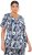 Ulla Popken Feather Print Short Sleeve V-Neck Tee Ink Blue - Mintás pólók nőknek - 